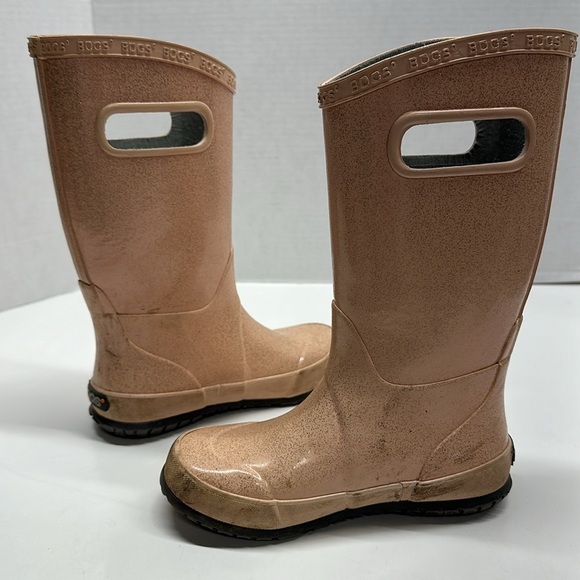 Bogs Rain Boots Pull On Waterproof Boot Pink Sparkle Glitter Kids Youth Size 13 - Picture 5 of 8
